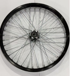 SHE7112 - Rear wheel assembly 1.85 - 16'' (straight pull hub) Black spokes - 3.0/SR