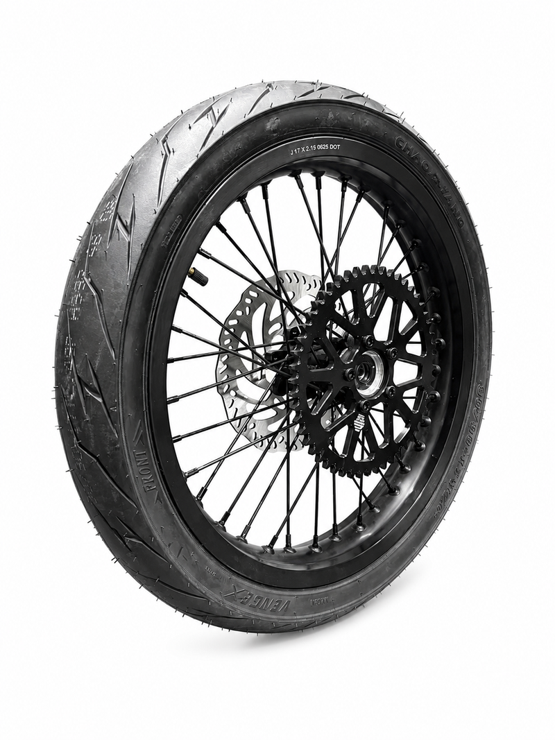 SHE7988+SHE7987 - Black Supermoto Wheel Assembly Set(Front and Rear Wheel Assembly) - SS3.0/SR